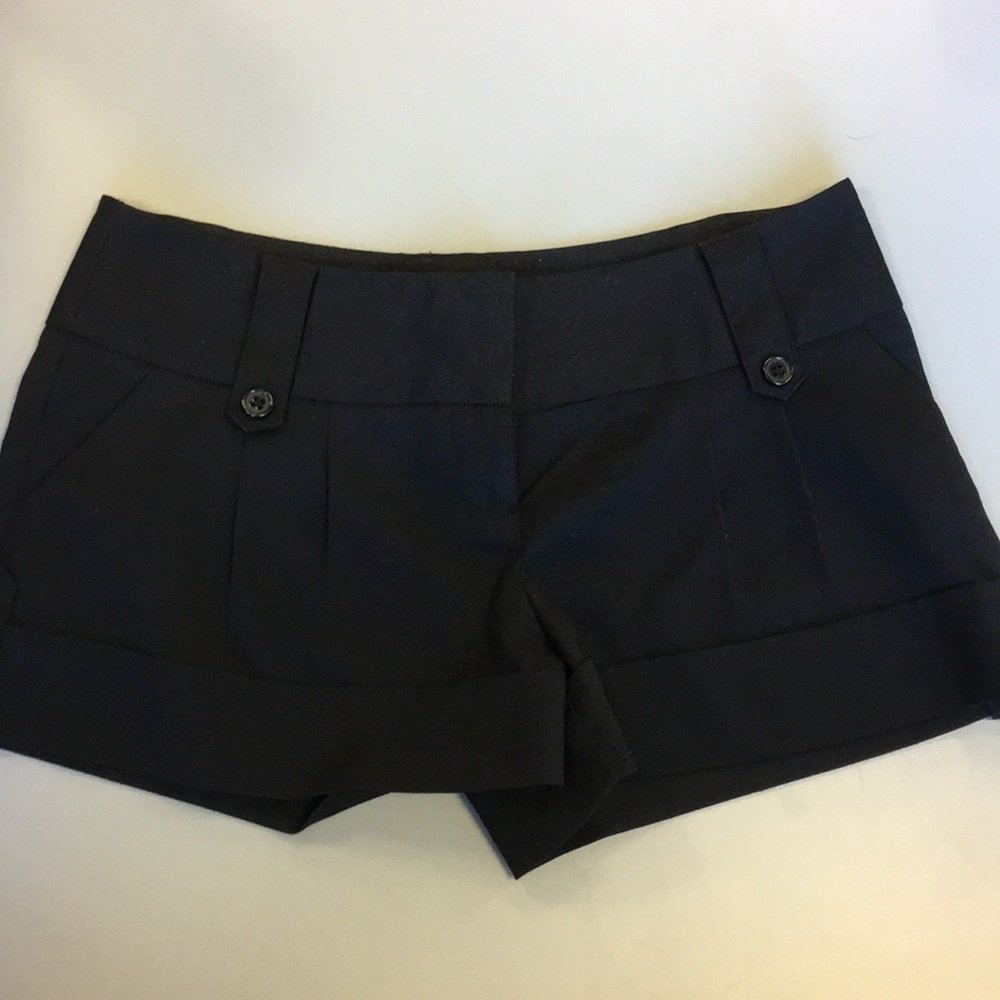 Black cuffed dress shorts
